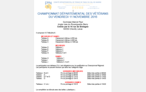 Championnat départemental des vétérans vendredi 11/11/16