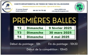 Indisponibilité de la salle - Tournoi Premières Balles