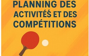Planning des activités et compétitions 2025 - 2026
