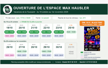 Ouverture de l’Espace Max HAUSLER – vacances d’octobre 2026