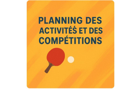 Planning des activités et compétitions 2025 - 2026