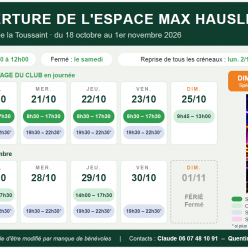 Ouverture de l’Espace Max HAUSLER – vacances d’octobre 2026